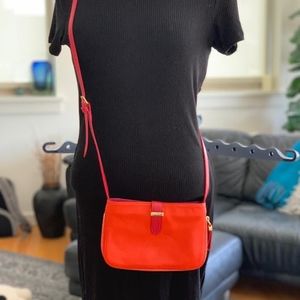 Tory Burch Leather Crossbody Bag Pink/Orange Purse